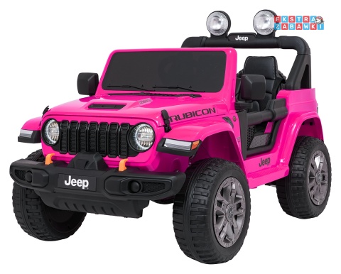 Różowy Jeep Wrangler Rubicon LIFT modelu JWR555 na akumulator - 4x200W 24V/7Ah, ekoskóra, EVA, Bluetooth, pilot [JWR556]