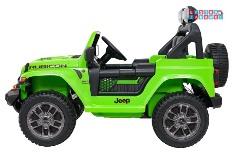 Zielony Jeep Wrangler Rubicon LIFT modelu JWR555 na akumulator - 4x200W 24V/7Ah, ekoskóra, EVA, Bluetooth, pilot [JWR556]