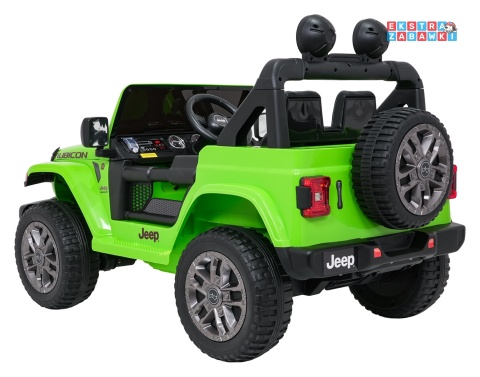 Zielony Jeep Wrangler Rubicon LIFT modelu JWR555 na akumulator - 4x200W 24V/7Ah, ekoskóra, EVA, Bluetooth, pilot [JWR556]