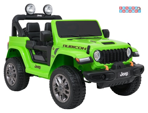 Zielony Jeep Wrangler Rubicon LIFT modelu JWR555 na akumulator - 4x200W 24V/7Ah, ekoskóra, EVA, Bluetooth, pilot [JWR556]