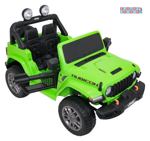 Zielony Jeep Wrangler Rubicon LIFT modelu JWR555 na akumulator - 4x200W 24V/7Ah, ekoskóra, EVA, Bluetooth, pilot [JWR556]