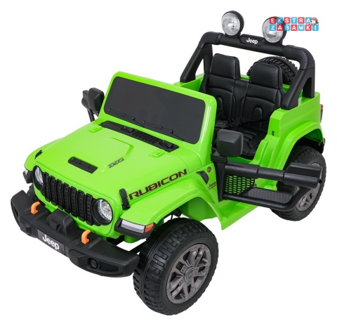 Zielony Jeep Wrangler Rubicon LIFT modelu JWR555 na akumulator - 4x200W 24V/7Ah, ekoskóra, EVA, Bluetooth, pilot [JWR556]