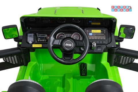 Zielony Jeep Wrangler Rubicon LIFT modelu JWR555 na akumulator - 4x200W 24V/7Ah, ekoskóra, EVA, Bluetooth, pilot [JWR556]