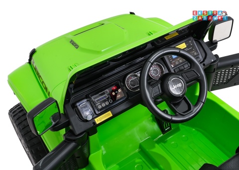 Zielony Jeep Wrangler Rubicon LIFT modelu JWR555 na akumulator - 4x200W 24V/7Ah, ekoskóra, EVA, Bluetooth, pilot [JWR556]