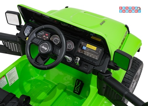 Zielony Jeep Wrangler Rubicon LIFT modelu JWR555 na akumulator - 4x200W 24V/7Ah, ekoskóra, EVA, Bluetooth, pilot [JWR556]
