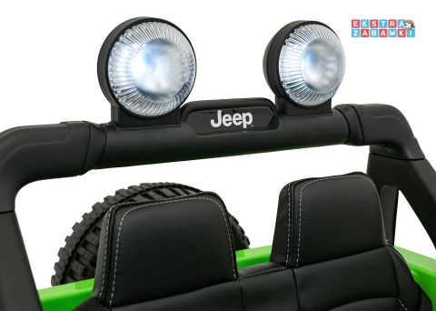 Zielony Jeep Wrangler Rubicon LIFT modelu JWR555 na akumulator - 4x200W 24V/7Ah, ekoskóra, EVA, Bluetooth, pilot [JWR556]