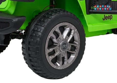 Zielony Jeep Wrangler Rubicon LIFT modelu JWR555 na akumulator - 4x200W 24V/7Ah, ekoskóra, EVA, Bluetooth, pilot [JWR556]