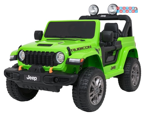 Zielony Jeep Wrangler Rubicon LIFT modelu JWR555 na akumulator - 4x200W 24V/7Ah, ekoskóra, EVA, Bluetooth, pilot [JWR556]