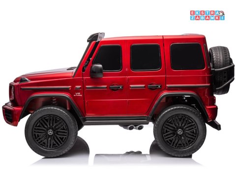 Mercedes G klasa 63 AMG 2-osobowy na akumulator - czerwony, 4x200W 24V/7Ah, MP4, lakierowana karoseria, ekoskóra, pilot [PA0309]