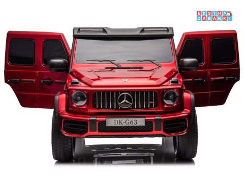 Mercedes G klasa 63 AMG 2-osobowy na akumulator - czerwony, 4x200W 24V/7Ah, MP4, lakierowana karoseria, ekoskóra, pilot [PA0309]