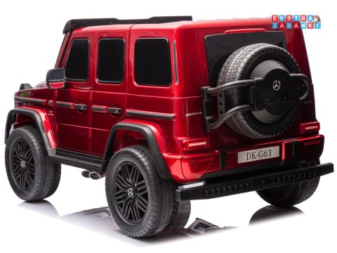 Mercedes G klasa 63 AMG 2-osobowy na akumulator - czerwony, 4x200W 24V/7Ah, MP4, lakierowana karoseria, ekoskóra, pilot [PA0309]