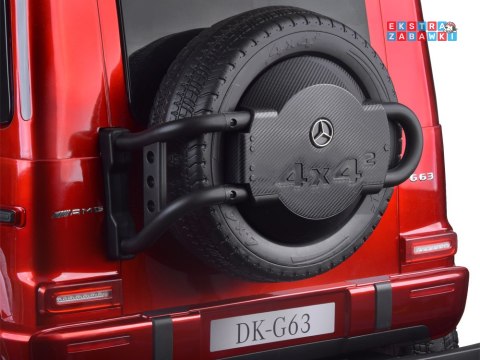 Mercedes G klasa 63 AMG 2-osobowy na akumulator - czerwony, 4x200W 24V/7Ah, MP4, lakierowana karoseria, ekoskóra, pilot [PA0309]