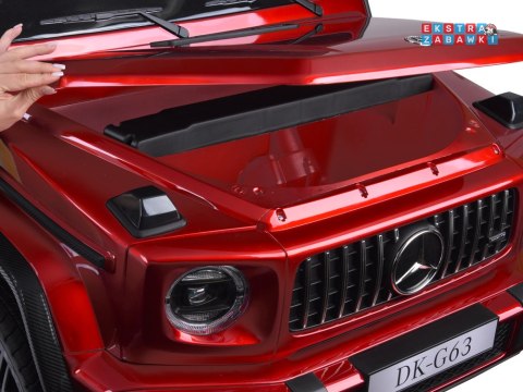 Mercedes G klasa 63 AMG 2-osobowy na akumulator - czerwony, 4x200W 24V/7Ah, MP4, lakierowana karoseria, ekoskóra, pilot [PA0309]