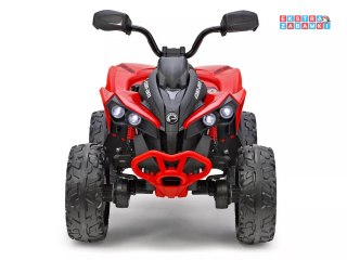 Quad Can-Am na akumulator - czerwony, 4x200W 24V/7Ah, EVA, ekoskóra, pasy, panel muzyczny, światła [PA0284]