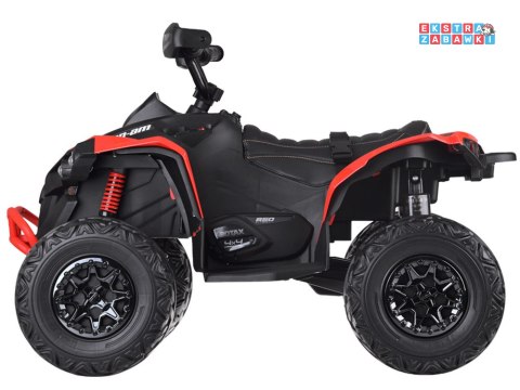 Quad Can-Am na akumulator - czerwony, 4x200W 24V/7Ah, EVA, ekoskóra, pasy, panel muzyczny, światła [PA0284]