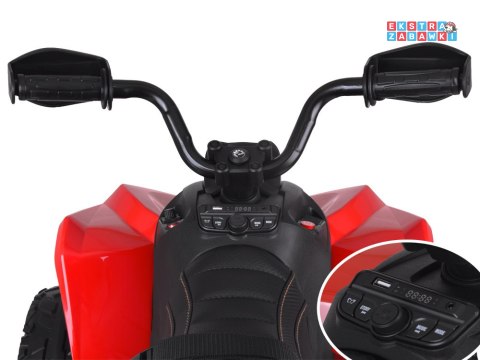 Quad Can-Am na akumulator - czerwony, 4x200W 24V/7Ah, EVA, ekoskóra, pasy, panel muzyczny, światła [PA0284]