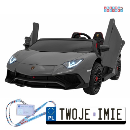 Szare Lamborghini Aventador SV Strong na akumulator - 1x200W, 24V/14Ah, pompowane koła, silnik bezszczotkowy - [A8803.STRONG]