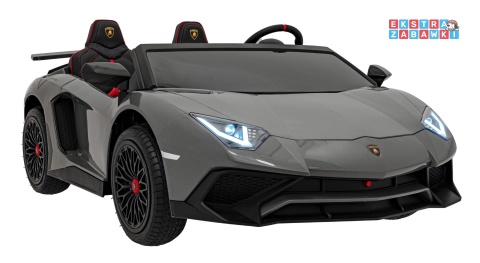 Szare Lamborghini Aventador SV Strong na akumulator - 1x200W, 24V/14Ah, pompowane koła, silnik bezszczotkowy - [A8803.STRONG]
