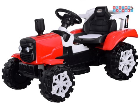 Czerwony mały traktor z przyczepą na akumulator - 2x2 6V/7Ah, koła z pgumową opaską, przyczepa z możliwością kiprowania [PA0234]
