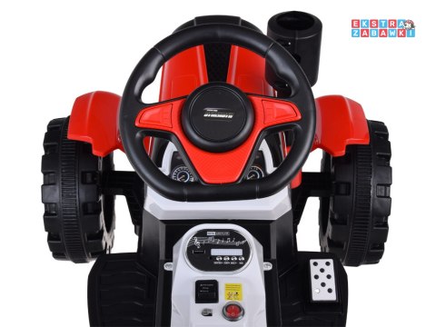 Czerwony mały traktor z przyczepą na akumulator - 2x2 6V/7Ah, koła z pgumową opaską, przyczepa z możliwością kiprowania [PA0234]