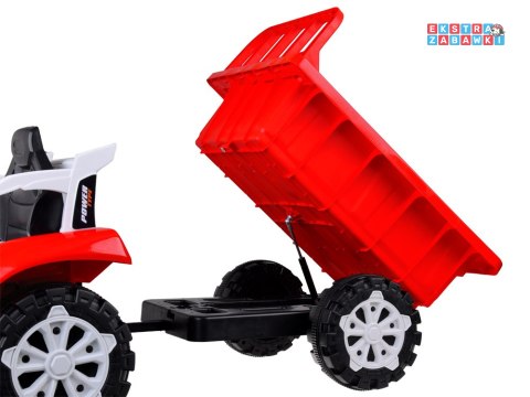 Czerwony mały traktor z przyczepą na akumulator - 2x2 6V/7Ah, koła z pgumową opaską, przyczepa z możliwością kiprowania [PA0234]
