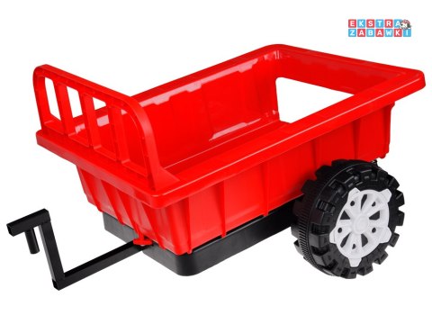 Czerwony mały traktor z przyczepą na akumulator - 2x2 6V/7Ah, koła z pgumową opaską, przyczepa z możliwością kiprowania [PA0234]
