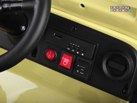Wojskowe auto Willys na akumulator - beżowy, 4x25W 12V/7Ah, EVA, panel muzyczny, pilot [PA0263]