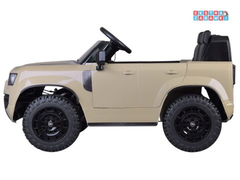 Land Rover Defender na akumulator - beżowy, 4x4 24V/7Ah, panel muzyczny, pasy, wolny start, pilot [PA0343]