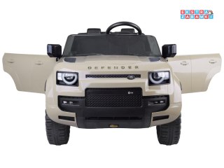 Land Rover Defender na akumulator - beżowy, 4x4 24V/7Ah, panel muzyczny, pasy, wolny start, pilot [PA0343]