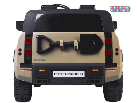 Land Rover Defender na akumulator - beżowy, 4x4 24V/7Ah, panel muzyczny, pasy, wolny start, pilot [PA0343]