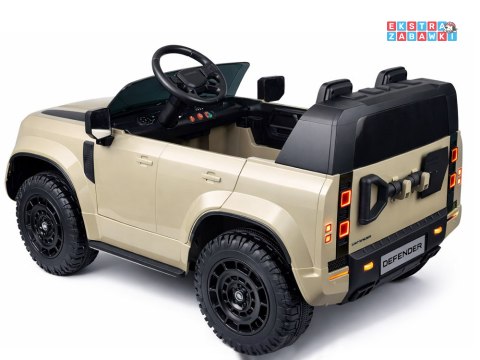 Land Rover Defender na akumulator - beżowy, 4x4 24V/7Ah, panel muzyczny, pasy, wolny start, pilot [PA0343]