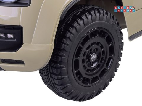 Land Rover Defender na akumulator - beżowy, 4x4 24V/7Ah, panel muzyczny, pasy, wolny start, pilot [PA0343]