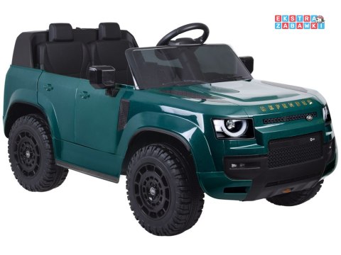 Land Rover Defender na akumulator - zielony, 4x4 24V/7Ah, panel muzyczny, pasy, wolny start, pilot [PA0343]