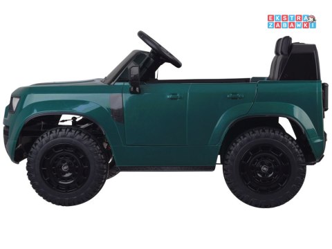 Land Rover Defender na akumulator - zielony, 4x4 24V/7Ah, panel muzyczny, pasy, wolny start, pilot [PA0343]