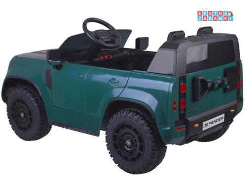 Land Rover Defender na akumulator - zielony, 4x4 24V/7Ah, panel muzyczny, pasy, wolny start, pilot [PA0343]