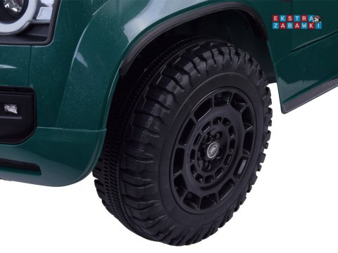 Land Rover Defender na akumulator - zielony, 4x4 24V/7Ah, panel muzyczny, pasy, wolny start, pilot [PA0343]