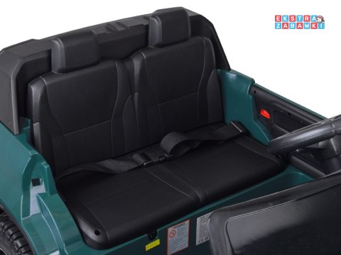 Land Rover Defender na akumulator - zielony, 4x4 24V/7Ah, panel muzyczny, pasy, wolny start, pilot [PA0343]