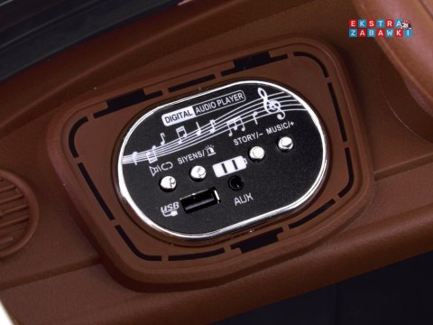 Policja radiowóz garbus na akumulator - czarny, 4x45W 12V/12Ah, pilot, EVA, panel muzyczny, efekty LED, bujanie [PA0350]