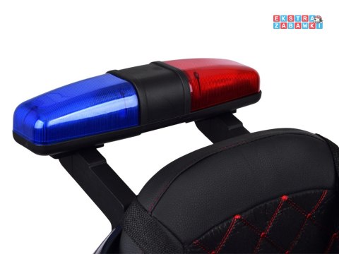 Policja radiowóz garbus na akumulator - czarny, 4x45W 12V/12Ah, pilot, EVA, panel muzyczny, efekty LED, bujanie [PA0350]