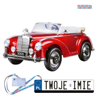 Czerwony Mercedes 300s lakierowana karoseria na akumulator - 2x35W 12V/7Ah, EVA, ekoskóra, BT, światła, pilot [PA0082]