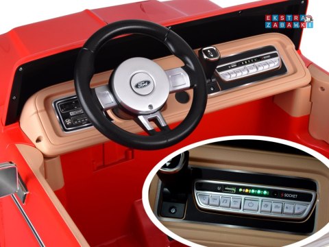 Klasyczny Ford Bronco dwuosobowy Pickup na akumulator - czerwony, 4x4 24V/7Ah, RVA, ekoskóra, pilot, Bluetooth [PA0338]