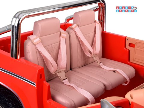 Klasyczny Ford Bronco dwuosobowy Pickup na akumulator - czerwony, 4x4 24V/7Ah, RVA, ekoskóra, pilot, Bluetooth [PA0338]