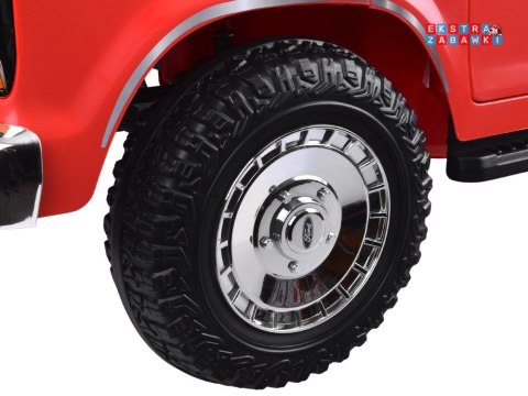 Klasyczny Ford Bronco dwuosobowy Pickup na akumulator - czerwony, 4x4 24V/7Ah, RVA, ekoskóra, pilot, Bluetooth [PA0338]