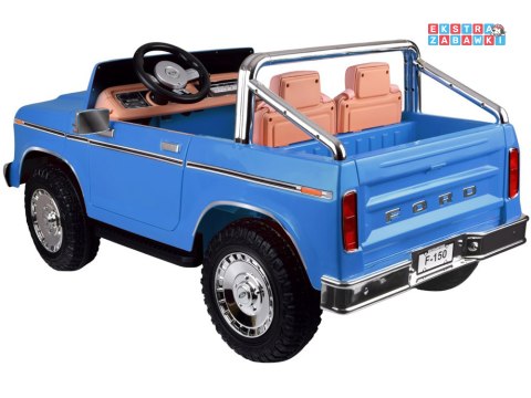 Klasyczny Ford Bronco dwuosobowy Pickup na akumulator - niebieski, 4x4 24V/7Ah, RVA, ekoskóra, pilot, Bluetooth [PA0338]