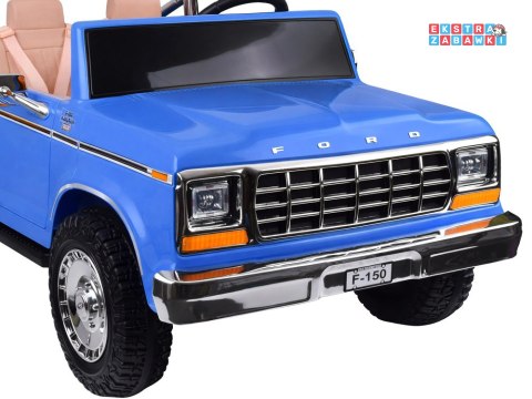 Klasyczny Ford Bronco dwuosobowy Pickup na akumulator - niebieski, 4x4 24V/7Ah, RVA, ekoskóra, pilot, Bluetooth [PA0338]
