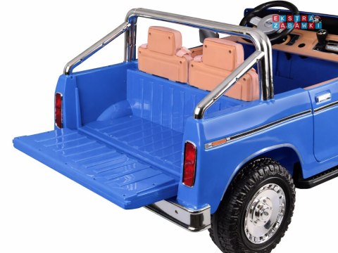 Klasyczny Ford Bronco dwuosobowy Pickup na akumulator - niebieski, 4x4 24V/7Ah, RVA, ekoskóra, pilot, Bluetooth [PA0338]
