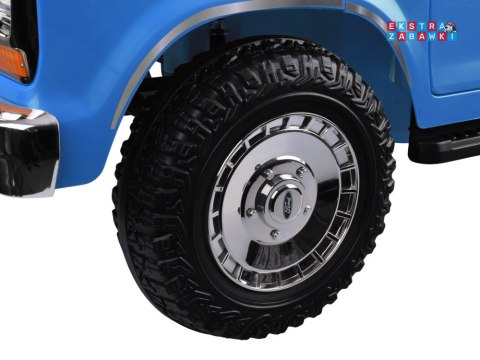 Klasyczny Ford Bronco dwuosobowy Pickup na akumulator - niebieski, 4x4 24V/7Ah, RVA, ekoskóra, pilot, Bluetooth [PA0338]