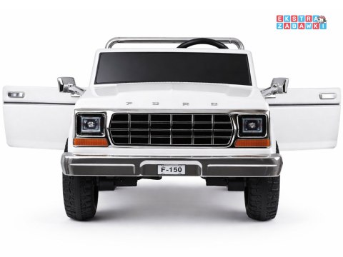 Klasyczny Ford Bronco dwuosobowy Pickup na akumulator - biały, 4x4 24V/7Ah, RVA, ekoskóra, pilot, Bluetooth [PA0338]