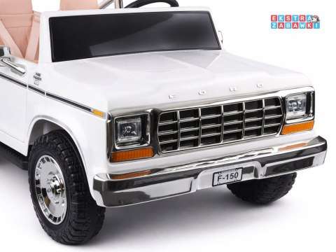 Klasyczny Ford Bronco dwuosobowy Pickup na akumulator - biały, 4x4 24V/7Ah, RVA, ekoskóra, pilot, Bluetooth [PA0338]