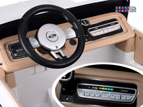Klasyczny Ford Bronco dwuosobowy Pickup na akumulator - biały, 4x4 24V/7Ah, RVA, ekoskóra, pilot, Bluetooth [PA0338]